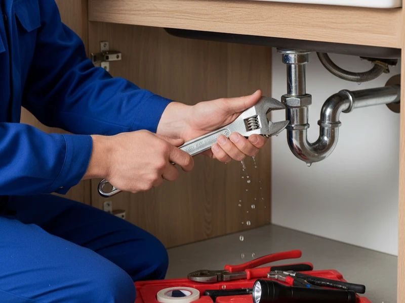 Plumber fixing an emergency leak