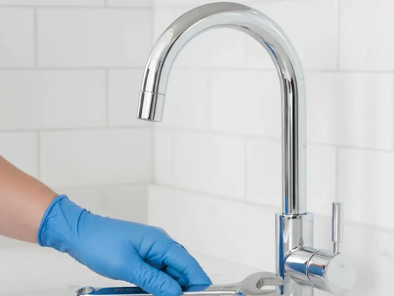 A modern chrome faucet