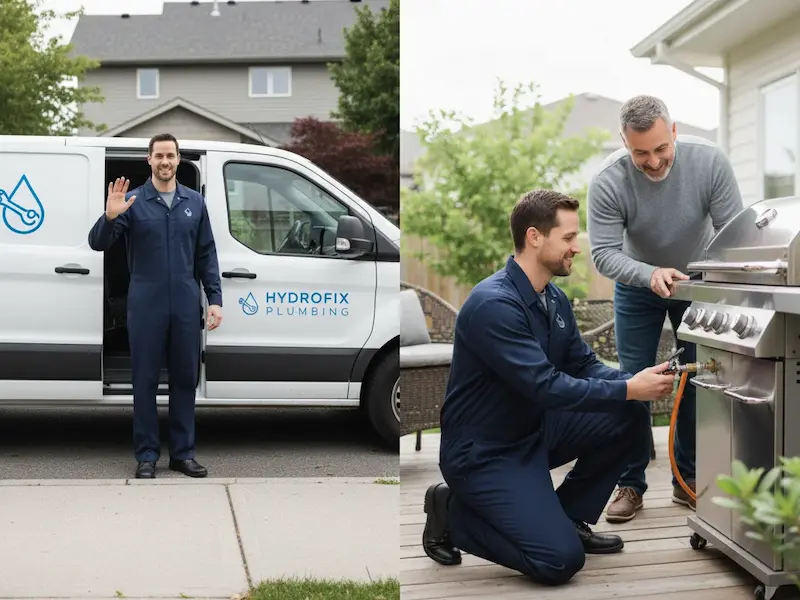 Gas line pipework being installed