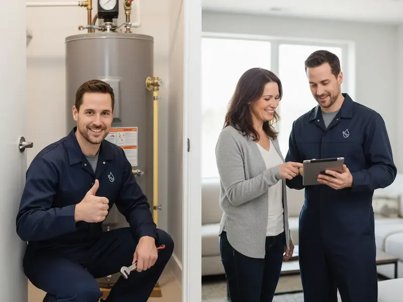 Close up of a modern tankless water heater